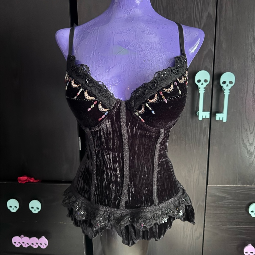 La Vie En Rose Black Corset Top
